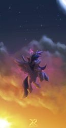 Size: 1000x1923 | Tagged: safe, artist:grissaecrim, twilight sparkle, alicorn, pony, g4, female, flying, solo, twilight sparkle (alicorn)