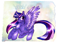 Size: 3509x2550 | Tagged: safe, artist:tokagethebunny, twilight sparkle, alicorn, pony, g4, crown, princess, twilight sparkle (alicorn), wings
