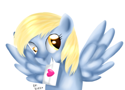 Size: 943x682 | Tagged: safe, artist:lizzyrascal, derpy hooves, pegasus, pony, g4, female, letter, mare