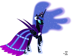 Size: 10880x8550 | Tagged: safe, artist:90sigma, nightmare moon, princess luna, alicorn, pony, g4, absurd resolution, clothes, dress, female, gala dress, mare, raised hoof, simple background, solo, transparent background, vector