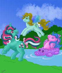 Size: 823x971 | Tagged: safe, artist:athenielle, fizzy, morning glory, wavedancer, g1