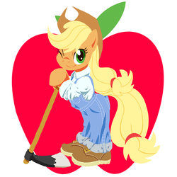 Size: 1000x1000 | Tagged: safe, artist:30clock, applejack, g4, clothes, pixiv, wink