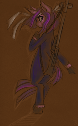 Size: 1981x3176 | Tagged: safe, artist:fauxsquared, twilight sparkle, semi-anthro, g4, female, future twilight, gun, solo