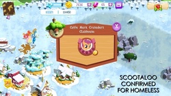 Size: 720x406 | Tagged: safe, gameloft, scootaloo, g4, caption, hilarious in hindsight, homeless