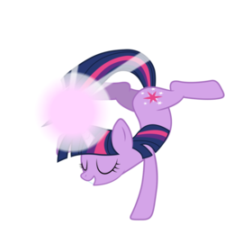Size: 900x900 | Tagged: safe, artist:yanoda, twilight sparkle, pony, unicorn, g4, the crystal empire, active stretch, eyes closed, female, flexible, glowing horn, handstand, horn, magic, mare, simple background, splits, transparent background, unicorn twilight, vector