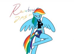 Size: 1280x947 | Tagged: safe, artist:mofetafrombrooklyn, rainbow dash, anthro, g4, breasts, busty rainbow dash, female, skinny, thin