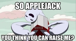 Size: 561x308 | Tagged: safe, applejack, g4, adventure time, barely pony related, barn, caption, image macro, male, the farm