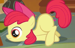 Size: 527x342 | Tagged: safe, screencap, apple bloom, earth pony, pony, call of the cutie, g4, no eyelashes