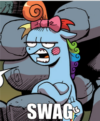 Size: 500x605 | Tagged: safe, idw, official comic, rainbow dash, pony, g4, spoiler:comic, image macro, rainbow dash always dresses in style, swag