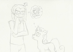 Size: 1088x788 | Tagged: safe, artist:voltrathelively, sweetie belle, g4, equius zahhak, homestuck, sketch, sweetie bot