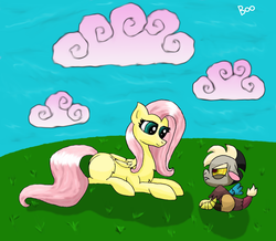 Size: 900x785 | Tagged: dead source, safe, artist:sherbet-boo, discord, fluttershy, g4, keep calm and flutter on, baby, baby discord