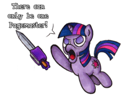 Size: 946x705 | Tagged: safe, artist:darkone10, twilight sparkle, g4, highlander, parody, there can be only one