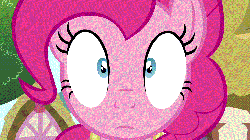 Size: 1280x720 | Tagged: safe, artist:dtkraus, derpibooru exclusive, edit, edited screencap, screencap, pinkie pie, earth pony, pony, g4, animated, bust, close-up, derp, female, frown, portrait, solo, wat, wide eyes