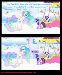 Size: 742x902 | Tagged: safe, princess celestia, rarity, twilight sparkle, g4, alternate scenario, comic