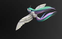 Size: 5040x3150 | Tagged: safe, artist:princesssaros, princess celestia, pony, g4, female, flying, smiling, solo