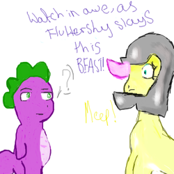 Size: 500x500 | Tagged: artist needed, safe, fluttershy, spike, g4, 30 minute art challenge, helmet