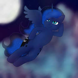 Size: 1512x1512 | Tagged: safe, artist:zekromlover, princess luna, pony, g4, female, moon, night, solo