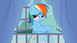 Size: 1920x1080 | Tagged: safe, screencap, rainbow dash, pegasus, pony, g4, spike at your service, female, lidded eyes, mare