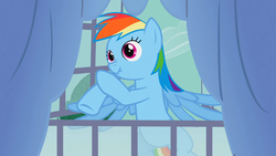 Size: 1920x1080 | Tagged: safe, screencap, rainbow dash, pony, g4, female, flying, maximum overscruch, scrunchbow dash, scrunchy face, solo