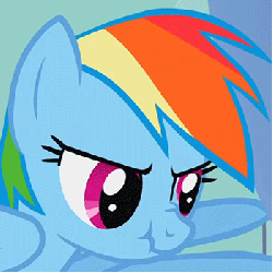 Size: 350x350 | Tagged: safe, rainbow dash, pegasus, pony, g4, animated, bust, female, mare, portrait, scrunchy face, solo, vibrating