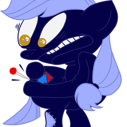 Size: 1000x1000 | Tagged: safe, artist:spirit shine, oc, oc:raggedy, pony, .mov, dress.mov, bipedal, butt grab, butt touch, frown, gritted teeth, grope, literal butthurt, looking back, mlpchan, mlpchan contest, pain, pony.mov, simple background, solo, white background, wide eyes