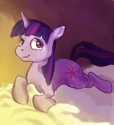 Size: 582x639 | Tagged: safe, artist:unigon-dx, twilight sparkle, g4, lying down, prone, solo