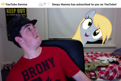 Size: 1080x720 | Tagged: safe, derpy hooves, human, g4, bedroom, irl, photo, ponies in real life, youtube