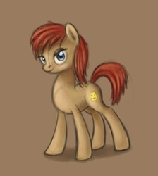 Size: 569x635 | Tagged: dead source, safe, artist:polkin, earth pony, pony, brown background, doodle, random, simple background