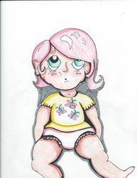 Size: 900x1165 | Tagged: safe, artist:princess-dot, fluttershy, human, g4, baby, diaper, humanized, younger