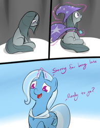 Size: 500x641 | Tagged: safe, artist:theparagon, marble pie, trixie, ask trixie, g4, ask, comic, snow