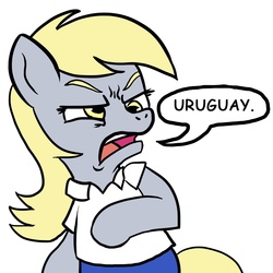 Size: 1500x1500 | Tagged: safe, artist:lyun, derpy hooves, pegasus, pony, g4, ew gay, female, mare, pun, the simpsons, uruguay