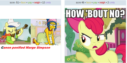 Size: 572x283 | Tagged: safe, apple bloom, fiddlesticks, g4, exploitable meme, female, filly, foal, juxtaposition, juxtaposition win, marge simpson, no