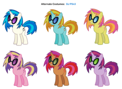 Size: 3648x2684 | Tagged: safe, artist:pika-robo, berry punch, berryshine, cherry spices, dj pon-3, firecracker burst, lucky swirl, sweetcream scoops, vinyl scratch, pony, unicorn, g4, alternate clothes, female, goggles, mare, palette swap, recolor, simple background, transparent background