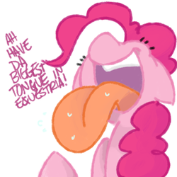 Size: 800x800 | Tagged: safe, artist:xieril, pinkie pie, earth pony, pony, g4, female, impossibly long tongue, solo, tongue out