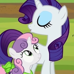 Size: 465x465 | Tagged: safe, screencap, rarity, sweetie belle, g4, sisterhooves social, animation error, cropped, duo, eyes closed, neckerchief