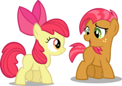 Size: 879x616 | Tagged: safe, artist:oathofcalm, apple bloom, babs seed, earth pony, pony, g4, duo, duo female, female, filly, foal, simple background, transparent background, vector