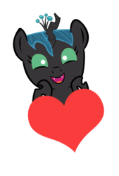 Size: 387x571 | Tagged: safe, artist:doctorxfizzle, queen chrysalis, changeling, nymph, g4, baby, cute, cutealis, heart, peekaboo pony pals, simple background, solo, transparent background