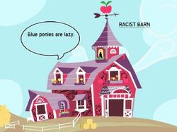 Size: 534x400 | Tagged: safe, edit, edited screencap, screencap, g4, barn, pun, racism, racist barn