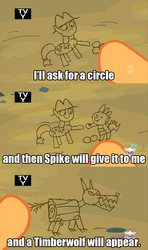 Size: 640x1080 | Tagged: safe, applejack, timber wolf, g4, spike at your service, drawing, plan, stick figure