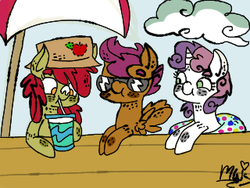 Size: 320x240 | Tagged: safe, artist:ponypocky317, apple bloom, scootaloo, sweetie belle, g4, beach