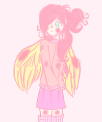 Size: 407x489 | Tagged: safe, artist:ponypocky317, fluttershy, human, g4, clothes, humanized, skirt, winged humanization