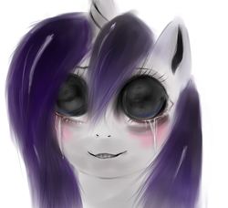 Size: 994x905 | Tagged: safe, artist:butterscotch-angel, rarity, pony, g4, creepy, crying, nightmare fuel, solo