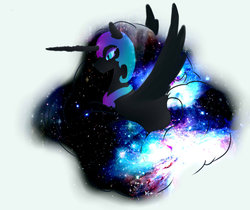 Size: 800x672 | Tagged: safe, artist:goddessofthesea, nightmare moon, g4, ethereal mane, simple background, solo, spread wings, starry mane, white background, wings