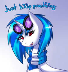 Size: 800x850 | Tagged: safe, artist:britishnicky, dj pon-3, vinyl scratch, pony, unicorn, g4, clothes, female, scarf, smiling, solo