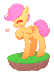 Size: 669x918 | Tagged: safe, artist:crispycreme, scootaloo, pegasus, pony, g4, :p, blank flank, cute, cutealoo, eyes closed, female, filly, foal, folded wings, heart, raised hoof, simple background, solo, speech bubble, tongue out, transparent background, wings