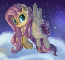 Size: 894x819 | Tagged: safe, artist:ailatf, fluttershy, pony, g4, female, snow, snowfall, solo