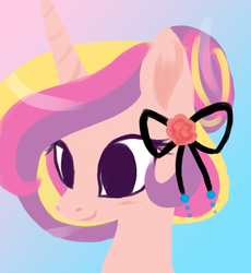 Size: 687x746 | Tagged: safe, artist:marytheechidna, princess cadance, pony, g4, alternate hairstyle, female, ribbon, solo