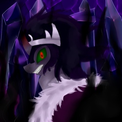 Size: 800x800 | Tagged: dead source, safe, artist:oscarina1234, king sombra, pony, g4, crystal, dark magic, glowing eyes, male, solo