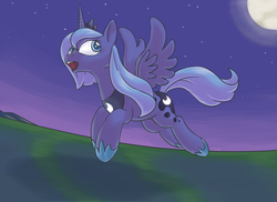 Size: 1179x860 | Tagged: safe, artist:yeendip, princess luna, pony, g4, female, moon, s1 luna, solo