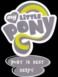 Size: 500x661 | Tagged: safe, edit, derpy hooves, pegasus, pony, g4, best pony, best pony logo, black background, female, logo, logo edit, mare, my little pony logo, simple background, title card